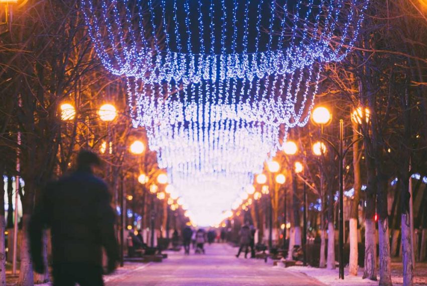 Christmas lights on the street